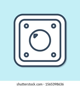 Blue line Electric light switch icon isolated on blue background. On and Off icon. Dimmer light switch sign. Concept of energy saving.  Vector Illustration