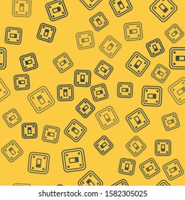 Blue line Electric light switch icon isolated seamless pattern on yellow background. On and Off icon. Dimmer light switch sign. Concept of energy saving.  Vector Illustration