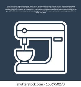 Blue line Electric mixer icon isolated on blue background. Kitchen blender.  Vector Illustration