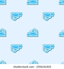 Blue line Electric planer tool icon isolated seamless pattern on grey background.  Vector Illustration