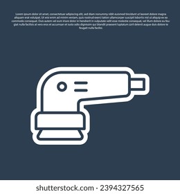Blue line Electric sander icon isolated on blue background. Orbital sander. For floor and wooden planks sanding sandpaper.  Vector