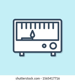 Blue line Electrical measuring instruments icon isolated on blue background. Analog devices. Electrical appliances.  Vector Illustration
