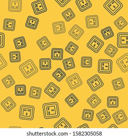 Blue line Electrical outlet icon isolated seamless pattern on yellow background. Power socket. Rosette symbol.  Vector Illustration