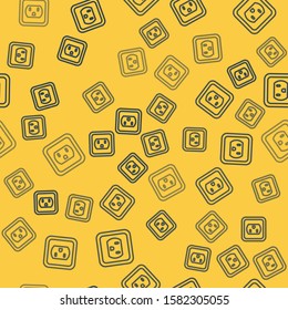 Blue line Electrical outlet in the USA icon isolated seamless pattern on yellow background. Power socket.  Vector Illustration