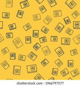Blue line Electrical panel icon isolated seamless pattern on yellow background.  Vector