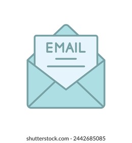 Línea azul Email Llamada vector icono