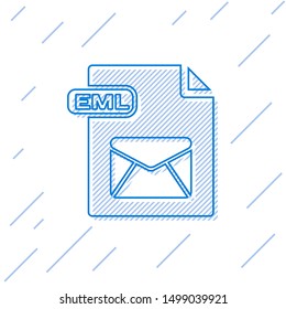 Blue line EML file document. Download eml button icon isolated on white background. EML file symbol.  Vector Illustration
