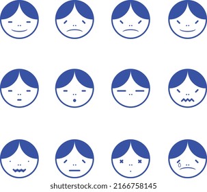 blue line emoticons. With different expressions to use in your designs. Totally vectorial.