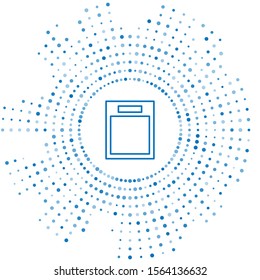 Blue line Empty form icon isolated on white background. File icon. Checklist icon. Business concept. Abstract circle random dots. Vector Illustration