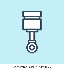 Blue line Engine piston icon isolated on blue background. Car engine piston sign.  Vector Illustration