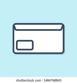 Blue line Envelope icon isolated on blue background. Email message letter symbol.  Vector Illustration