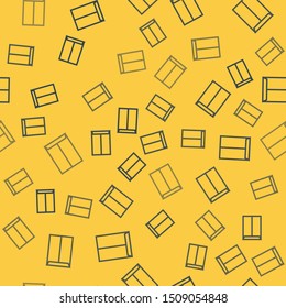 Blue line Envelope icon isolated seamless pattern on yellow background. Email message letter symbol.  Vector Illustration
