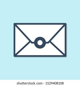 Blue line Envelope icon isolated on blue background. Email message letter symbol.  Vector Illustration