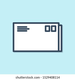 Blue line Envelope icon isolated on blue background. Email message letter symbol.  Vector Illustration