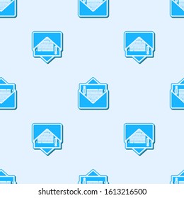 Blue line Envelope icon isolated seamless pattern on grey background. Email message letter symbol.  Vector Illustration