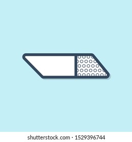 Blue line Eraser or rubber icon isolated on blue background.  Vector Illustration
