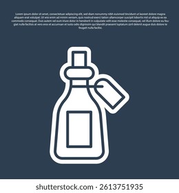 Blue line Essential oil bottle icon isolated on blue background. Organic aromatherapy essence. Skin care serum glass drop package.  Vector