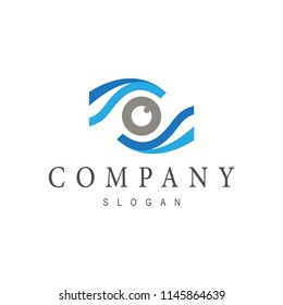 blue line eye logo template