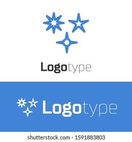 Blue line Falling star icon isolated on white background. Meteoroid, meteorite, comet, asteroid, star icon. Logo design template element. Vector Illustration