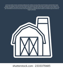 Blue line Farm house icon isolated on blue background.  Vector