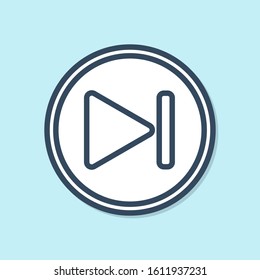 Blue line Fast forward icon isolated on blue background.  Vector Illustration