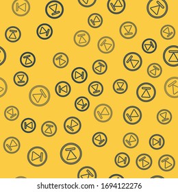Blue line Fast forward icon isolated seamless pattern on yellow background.  Vector Illustration