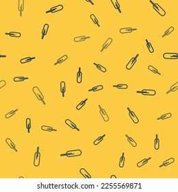 Blue line Feather pen icon isolated seamless pattern on yellow background.  Vector Illustration