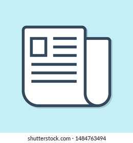 Blue line File document icon isolated on blue background. Checklist icon. Business concept.  Vector Illustration