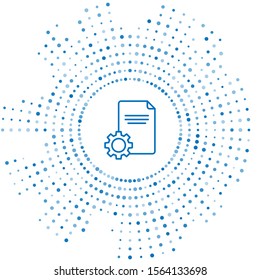 Blue line File document icon isolated on white background. Adjusting, service, setting, maintenance, repair, fixing. Abstract circle random dots. Vector Illustration