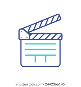 Blue Line Film Clapperboard vector icon