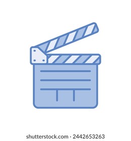 Blue Line Film Clapperboard vector icon