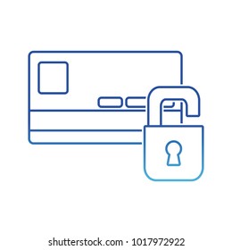 blue line finance credit card with padlock open security