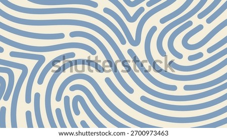 Blue Line Fingerprint Isolated on White Background Abstract Seamless Pattern Organic Design. Vector Illustration