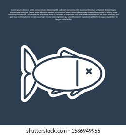 Blue line Fish icon isolated on blue background.  Vector Illustration