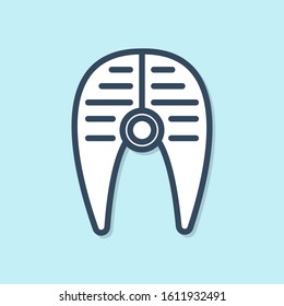 Blue line Fish steak icon isolated on blue background.  Vector Illustration