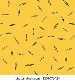 Blue line Fishing float icon isolated seamless pattern on yellow background. Fishing tackle.  Vector Illustration
