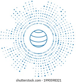 Blue line Fitness ball icon isolated on white background. Gym ball. Abstract circle random dots. Vector