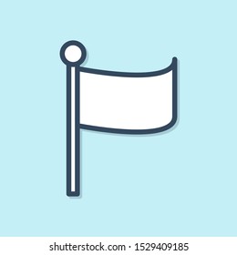 Blue line Flag icon isolated on blue background. Location marker symbol.  Vector Illustration