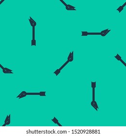 Blue line Flame arrow icon isolated seamless pattern on green background. Hipster arrow icon.  Vector Illustration
