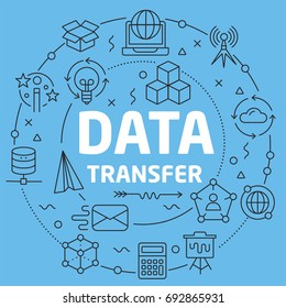 Blue Line Flat Circle illustration data transfer