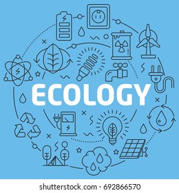 Blue Line Flat Circle illustration ecology