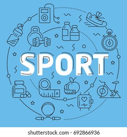 Blue Line Flat Circle illustration sport fitness