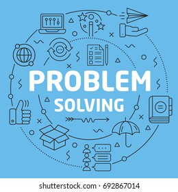 Blue Line Flat Circle illustration problem solving