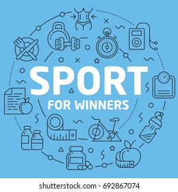 Blue Line Flat Circle illustration sport for winners