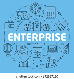 Blue Line Flat Circle illustration enterprise
