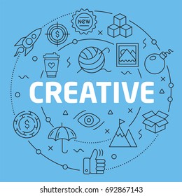 Blue Line Flat Circle illustration creative