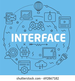 Blue Line Flat Circle illustration interface