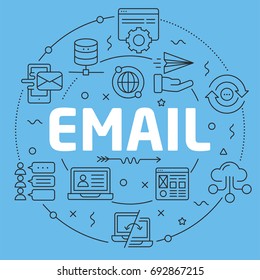 Blue Line Flat Circle illustration email