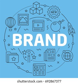 Blue Line Flat Circle illustration brand