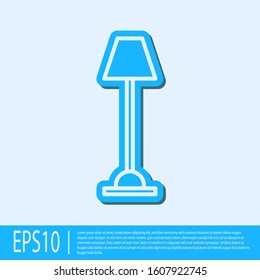 Blue line Floor lamp icon isolated on grey background.  Vector Illustration